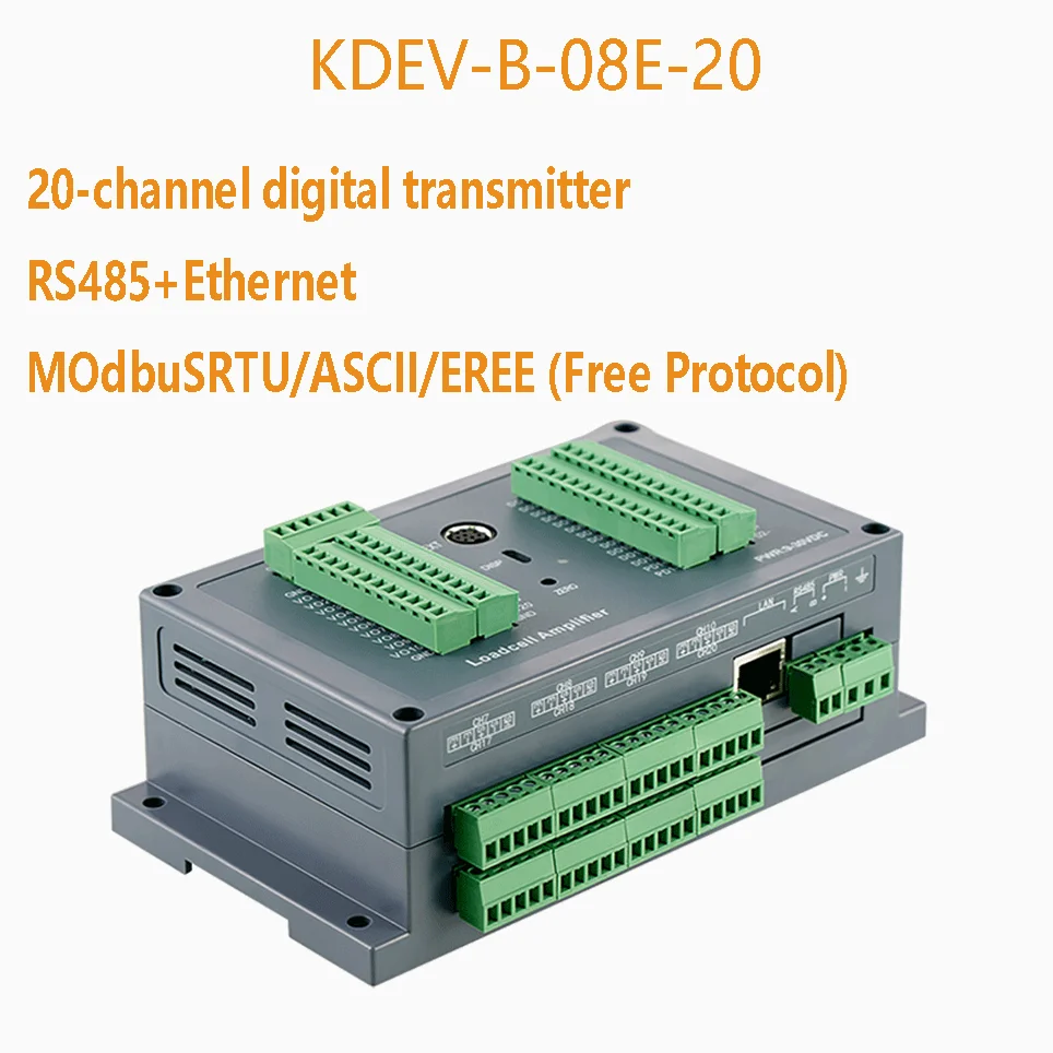 Multi-Channel Dynamic Sensor Digital Transmitter Rs485/232 Signal Transmitter Communication Modbus-Tcp/Ethercat Weighing Sensor Signal Amplifier