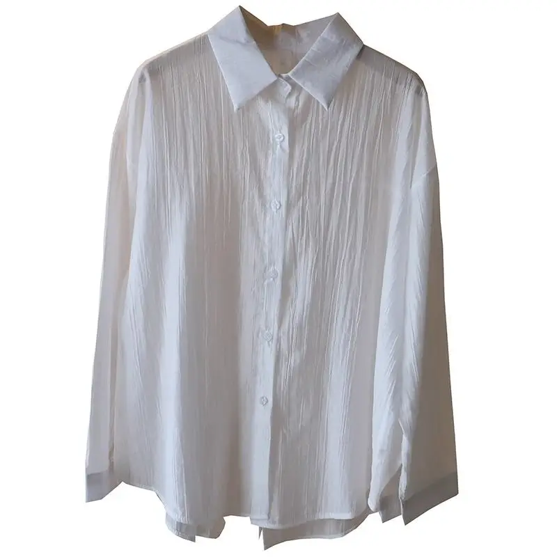 White  Collar Long Sve Women's Summer Lightweight Sun Protection irt Ba Split Belted Single Button Outerwear Cardigan