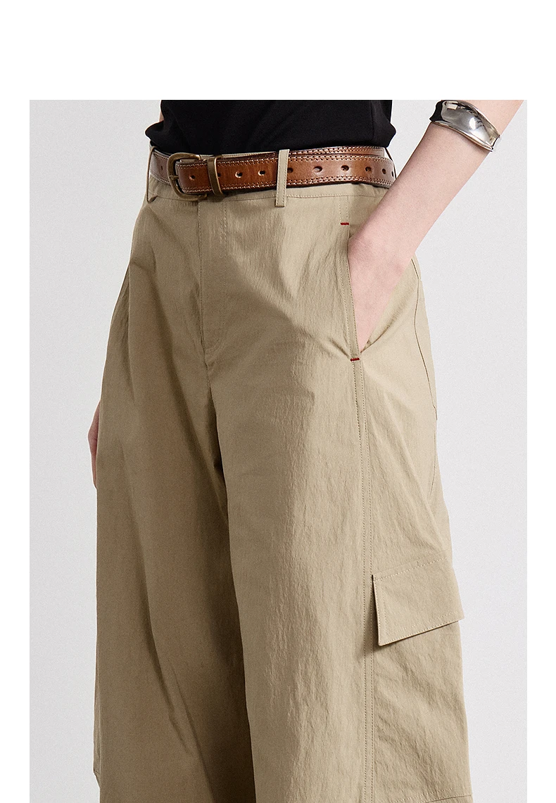 TOYOUTH Women's High Waist Wide Leg Banana Pants 2026 Summer New Multi Pocket Casual Trousers, Breathable Linen Blend