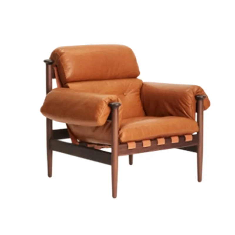 Solid wood sofa chair leisure bed and breakfast balcony single leisure chair retro recliner