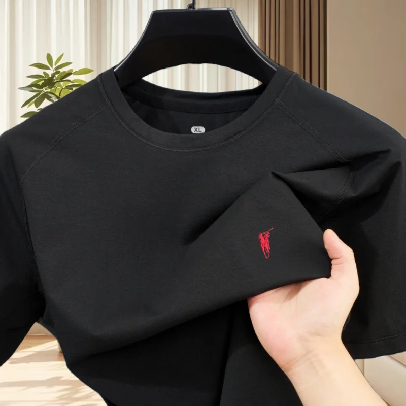 أزياء الصيف الفاخرة الجديدة الرائعة المطرزة أعلى الراقية الرجال العلامة التجارية مريحة وغير رسمية التجفيف السريع جولة الرقبة تي شيرت #1