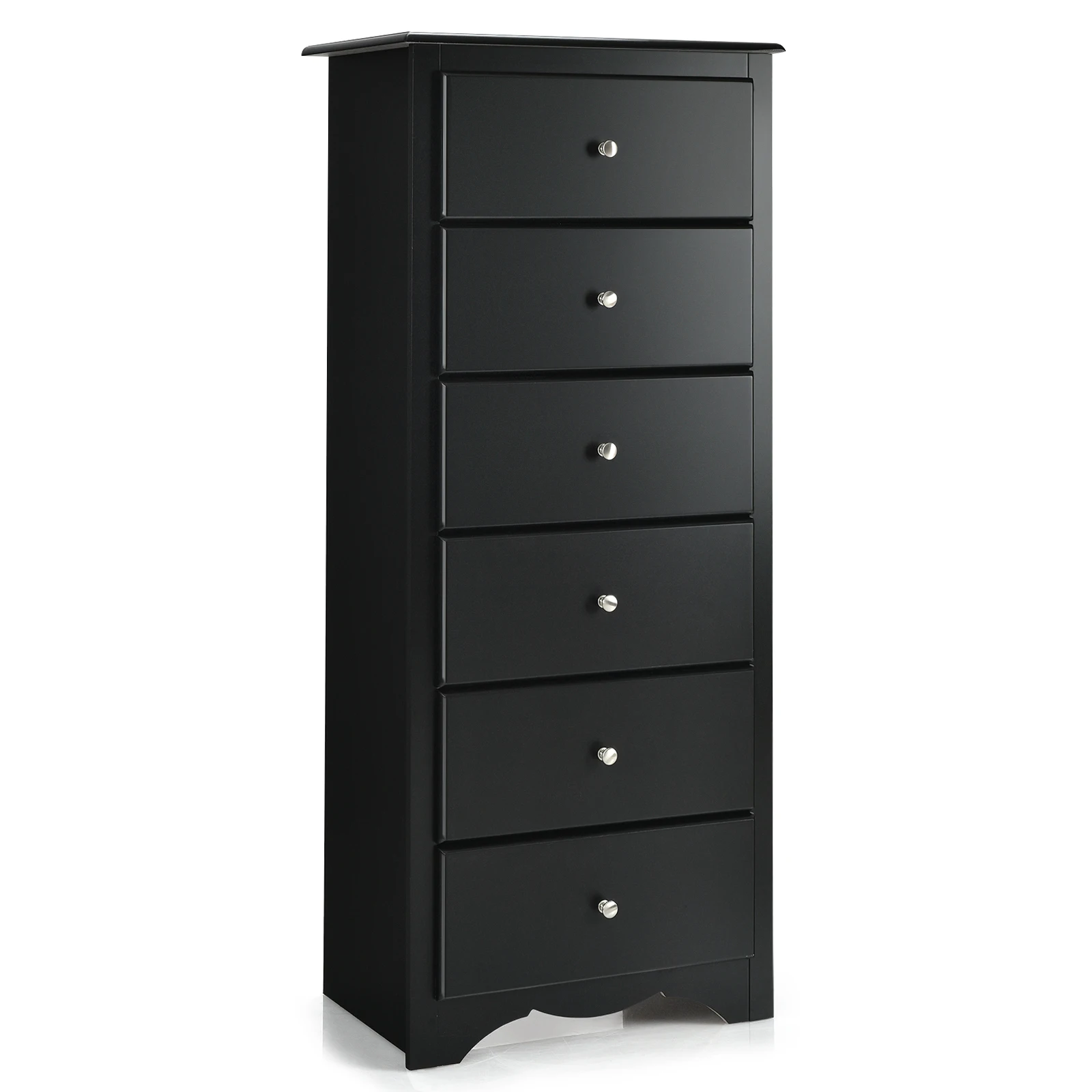 6 Drawer Chest Dresser Clothes Storage Bedroom Tall Furniture Cabinet Black