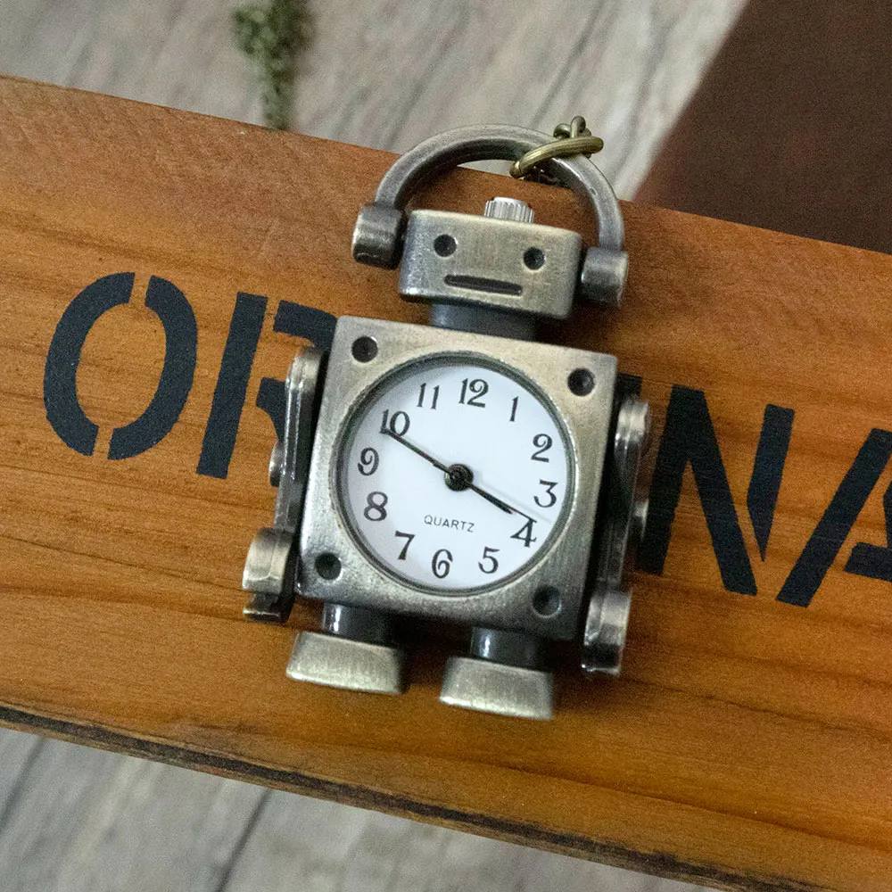 Fashionable and Cool Robot Quartz Pocket Watch with Arabic Numerals Circular Dial as a Souvenir for Male and Female Students