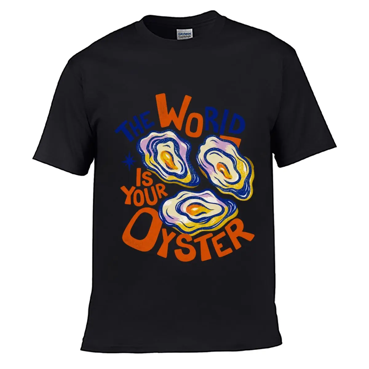 The World Is Your Oyster Graphic Street Distressed Washed Loose Simple Tee