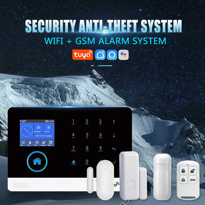 Tuya Home Security Alarm System Smart WIFI GSM 433MHz Motion Sensor Detector Compatible With Alexa & Google House App Control