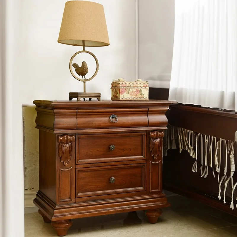 All solid wood dining side cabinet Bedroom side cabinet Storage storage locker All solid wood