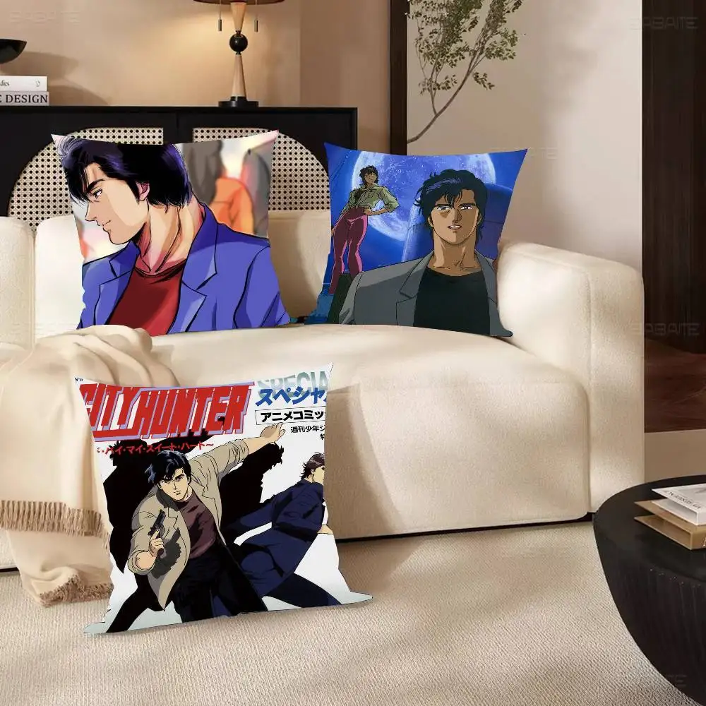 Youth Comics City H-Hunter Pillow Case Fashion Square Pillowcase Bedroom Sofa Room Ins Decoration Leisure