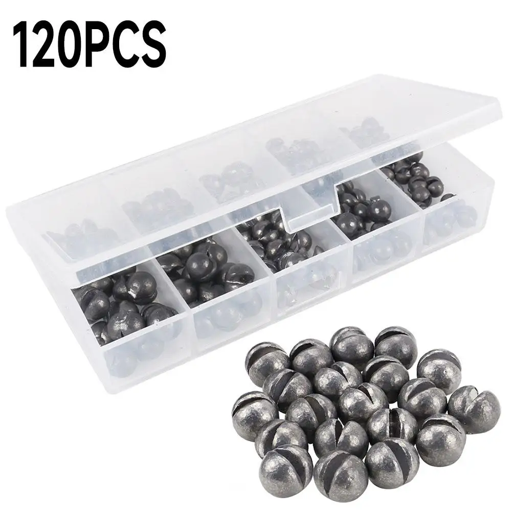 

120pcs Fishing Weights Sinkers 5 Sizes Round Removable Fishing Sinkers Fishing Gear With Storage Box Dropship