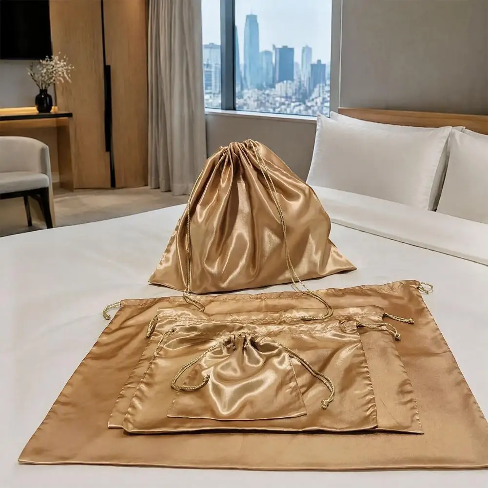 Silk Dust Cover Bag with Drawstring,Satin Handbag Storage Organizer, Wear Resistant Storage Pouch for Wardrobe Cloakroom Travel