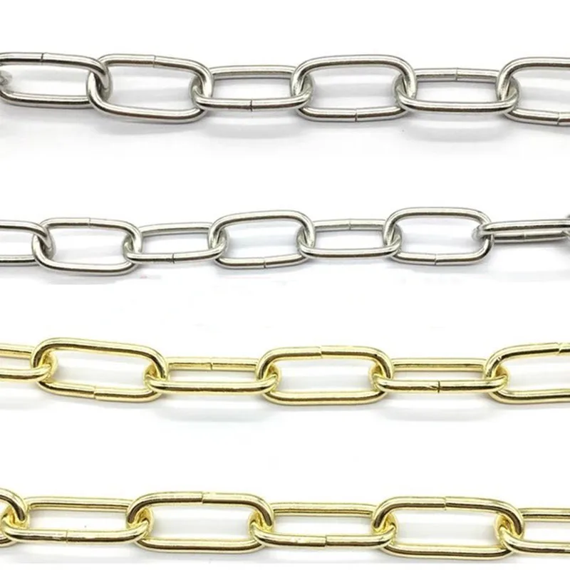 1-10 Meter 3mm Metal Hanging Chain Fluorescent Lamp Rectangular Square Gold/Silver Straight Ring Chain for Clothing Store