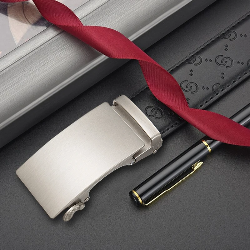 Belt For Men Genuine Leather Belt Men Belt Automatic Belt Adjustable Ratchet Belt Luxury Smooth Buckle Daily Work Leather Belt