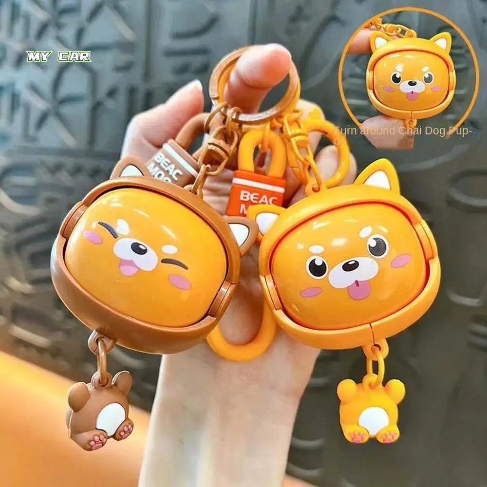 

4 Facial Face Changing Pendant DIY Crafts Dog Capybara Shape Face Changing Toy Mini with Keychain Cartoon Doll Keychain