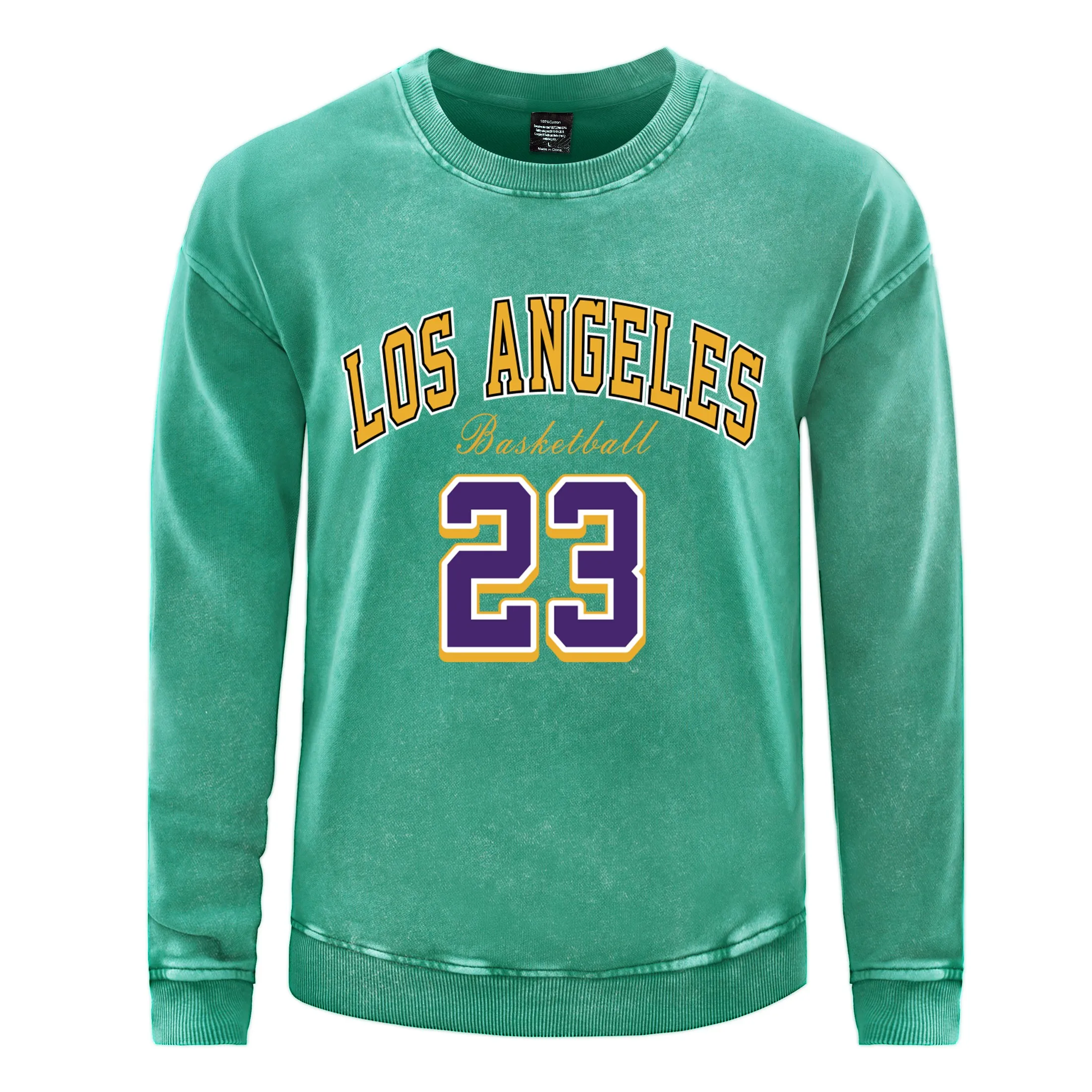 Los Angeles Basketball 23 Men Snow Wash Pullovers Fashion Hip Hop Washed Sweatshirt Loose Casual Hoody All-Match Cotton Top