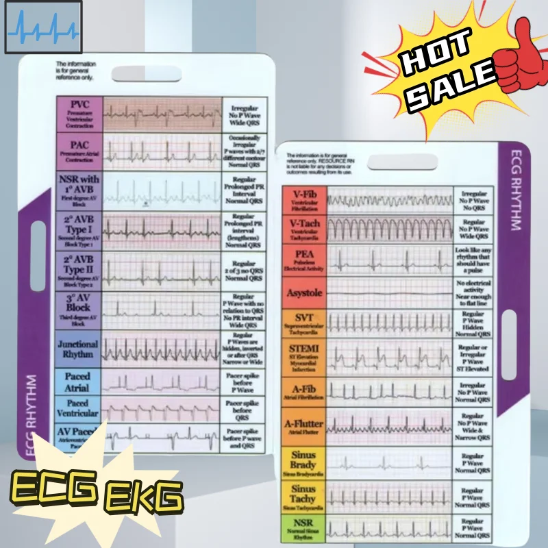 ECG/EKG Rhythm Pocket Card Pocket Card For ECG Self Measuring Ruler EGG Contiguous Leads Precision Measurement Household Tool