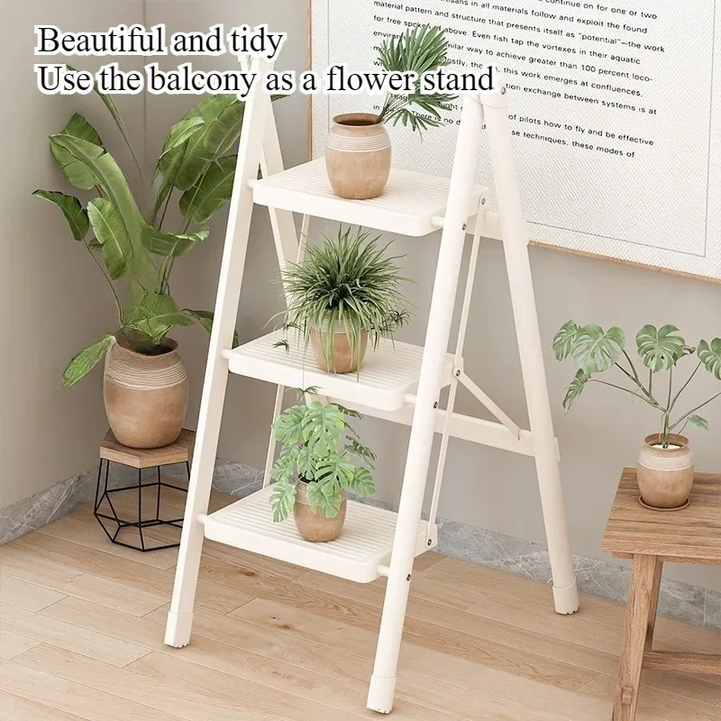 Folding flower stand ladder Household multi-functional herringbone ladder Two-step ladder Indoor portable ladder Stool image 3
