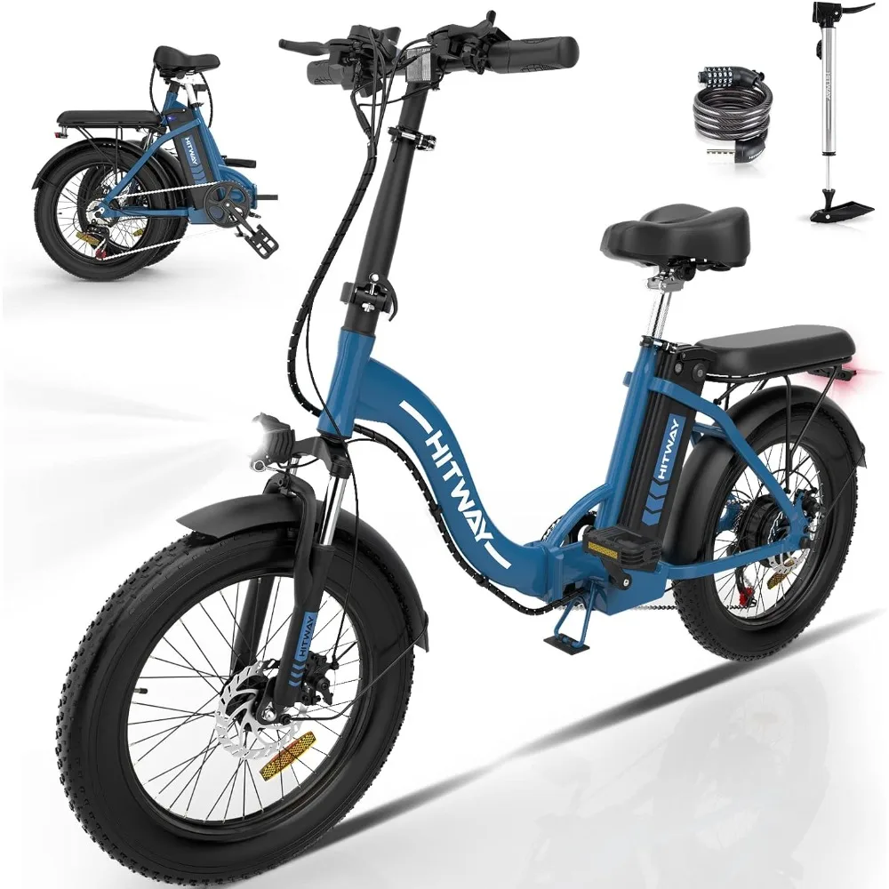 

20 inch fat tire electric bike 750W 20MPH detachable folding electric bike, 48V/14Ah battery 55-120KM, blue