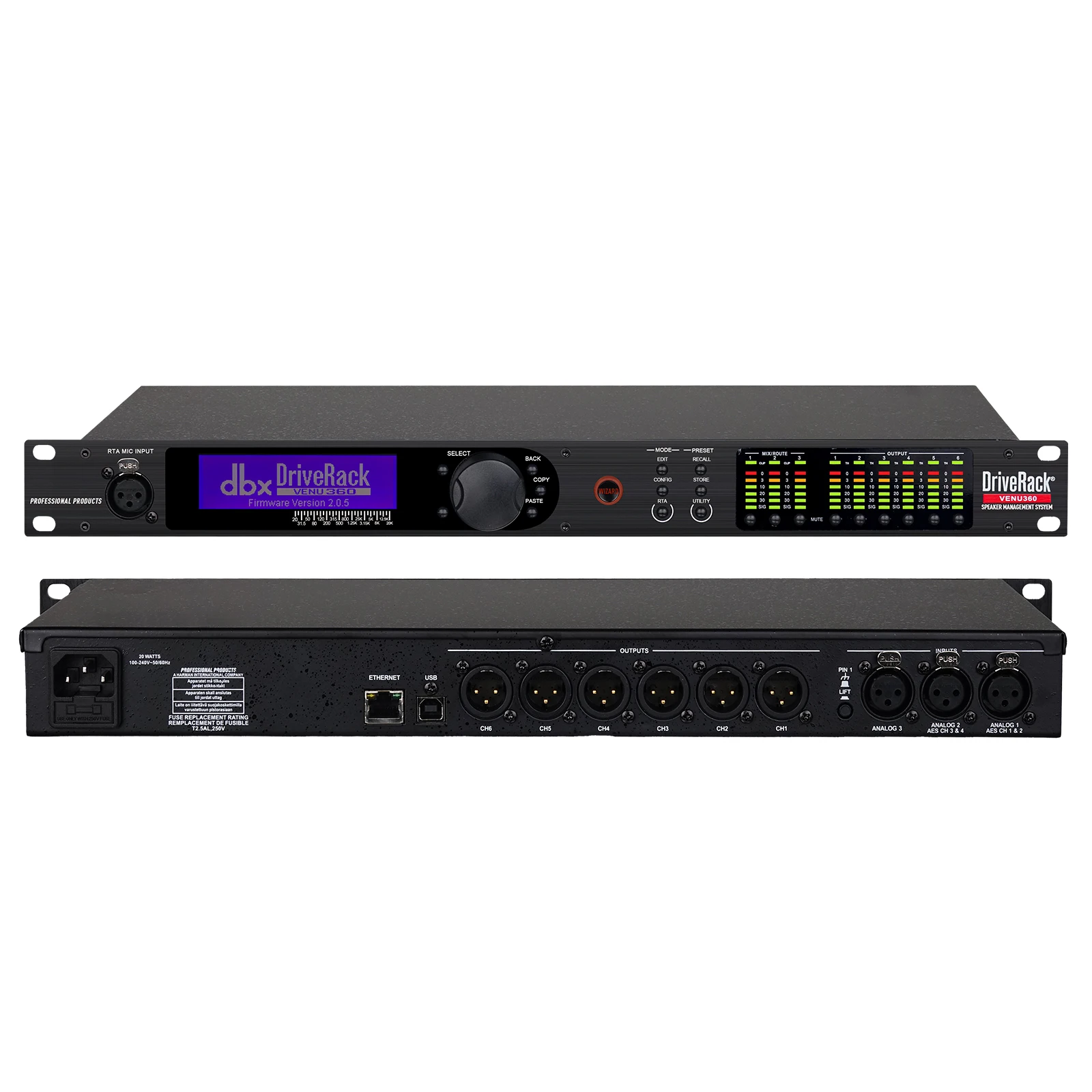 Drive Rack 360 VENU Digital Professional Stereo Stage Equalizer Audio Processor for Professional Stage Audio Equipment