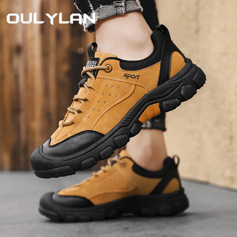 

Oulylan Casual Comfortable Sports Shoes Male Outdoor Lightweight Color Blocking Sneakers Breathable Lace Up Climbing Footwear