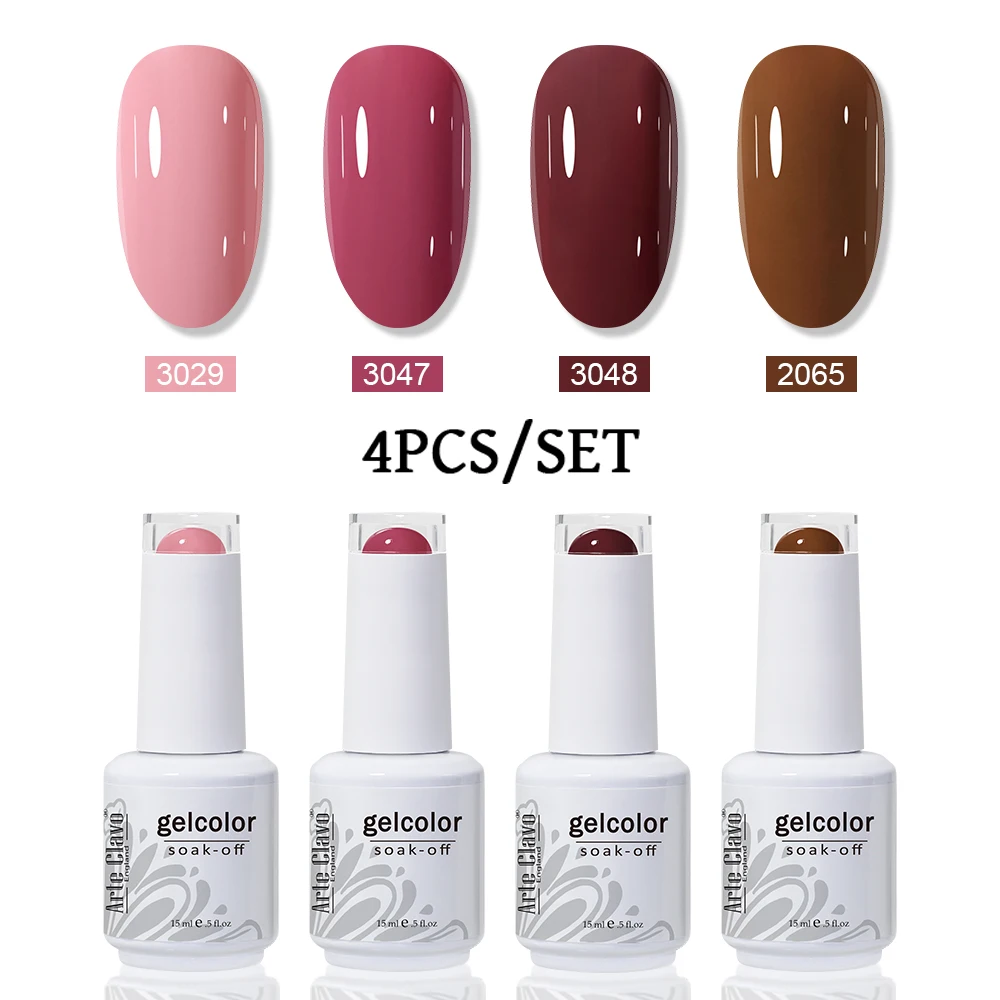 Arte Clavo 4 pezzi smalto UV gel vernici set 15ml nuova serie per unghie art manicure smalto semipermanente bisogno di base top coat