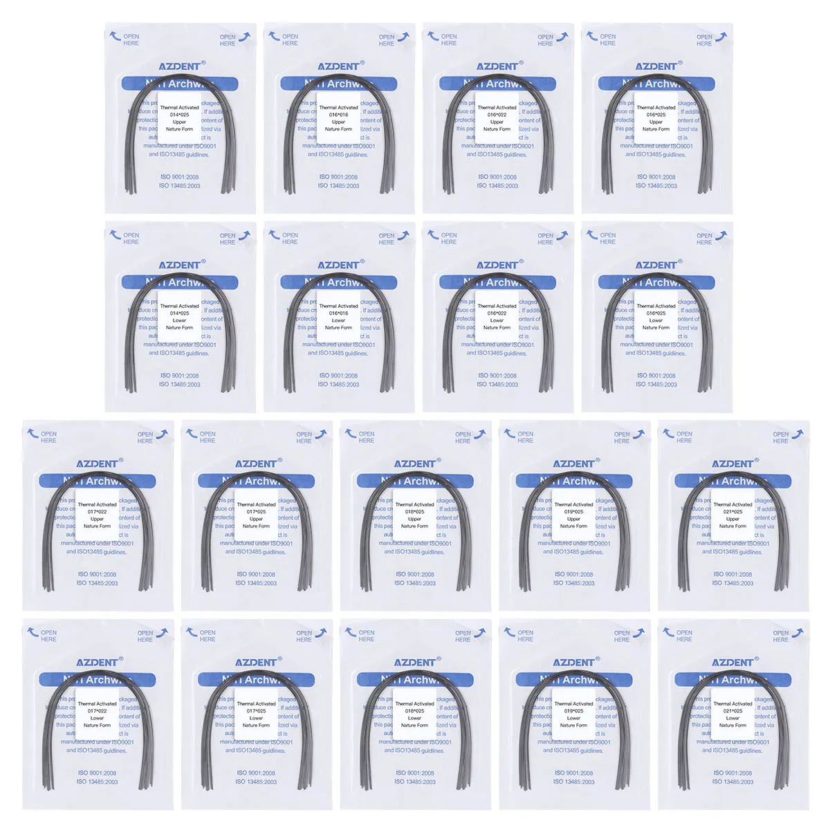 10 Stück/Packung AZDENT Dental Kieferorthopädische Wärmeaktivierbare NiTi Rechteckige Runde Bögen Natürliche Form Bogenwirbel Ober- und Unterkiefer – Detail 6