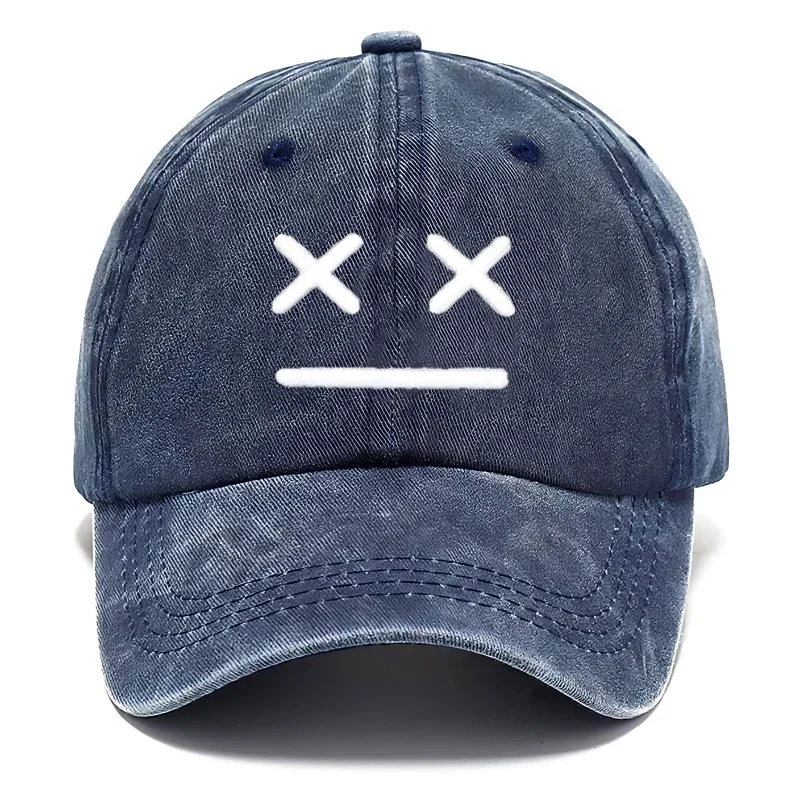 Washed Baseball Cap Cotton Embroidered Smiley Face Unisex Vintage Fashion Hat Casual Outdoor Sport Hip Hop Streetwear Gift Hats