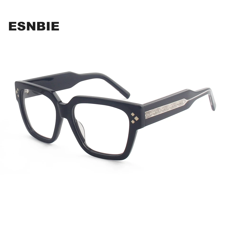 

Acetate Square Eyeglasses Frame For Women Tortoise Oversize Spectacles Frames Man Brand Designer Rivet Eyewear Oculos De Grau