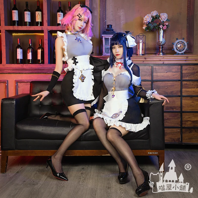 

COWOWO Anime! Genshin Impact Yae Miko/Raiden Shogun Maid Dress Lovely Uniform Cosplay Costume Halloween Party Role Play Outfit