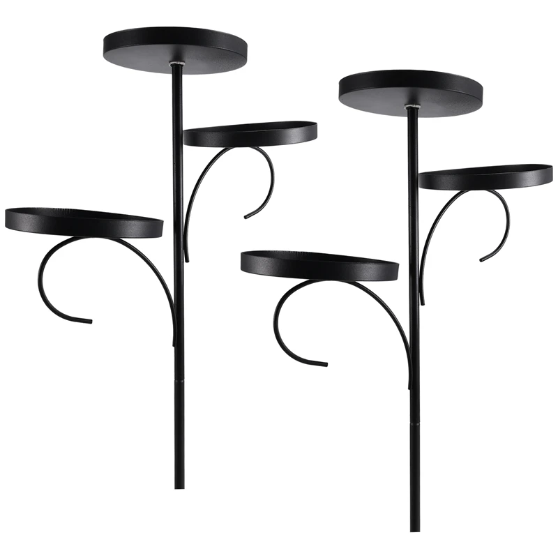 Black Triple Christmas Tree Decorative Candlestick Christmas Candlestick Indoor Bedroom Tableware Kitchen-A46I