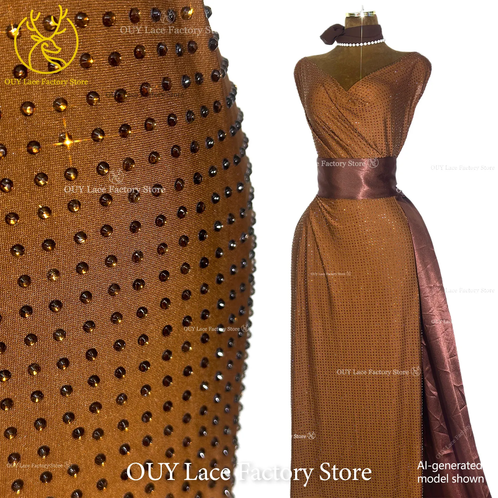 Fashion Austrian Diamond Lace Fabric 2026 High Quality Stone Crystal Embellished Fabric African Evening Dress Sewing Fabric