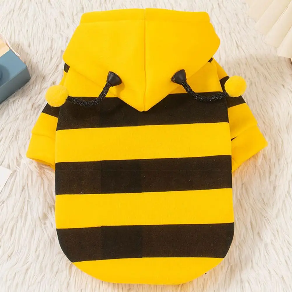 Bienen-Haustier-Hoodie Winter Warmer Fleece Hunde- und Katzenkostüm Cosplay Pullover Outfit für kleine und mittelgroße Welpen und Kätzchen für die Feiertage – Detail 10
