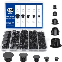 300 Uds. Tapones para agujeros de plástico de 5mm-13mm, surtido de cubiertas de tornillos de puerta negras, Kit de enchufe de botón de bloqueo de arandela de inserción tipo presión