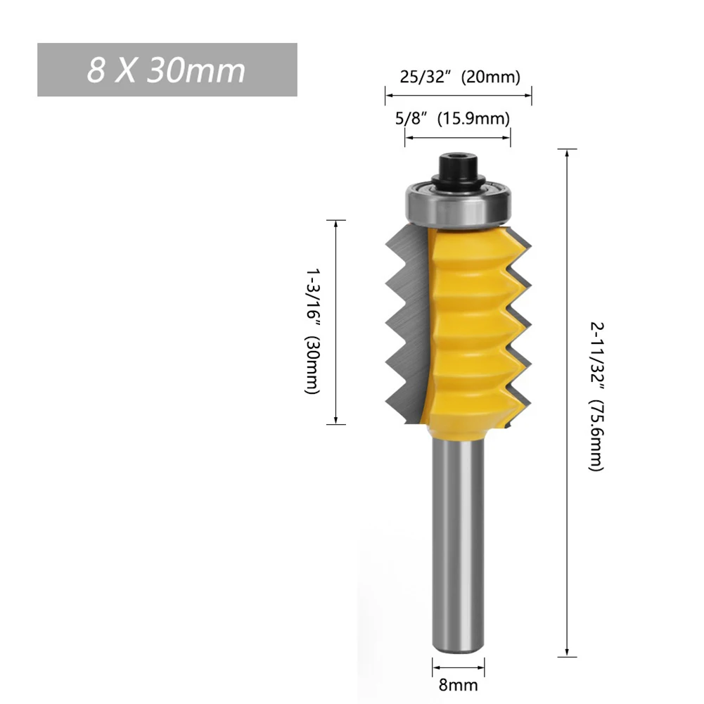 Precision engineered 8mm Shank Router Bit for Clean and Efficient Finger Joint Glue Raised Panel V Joint Routing