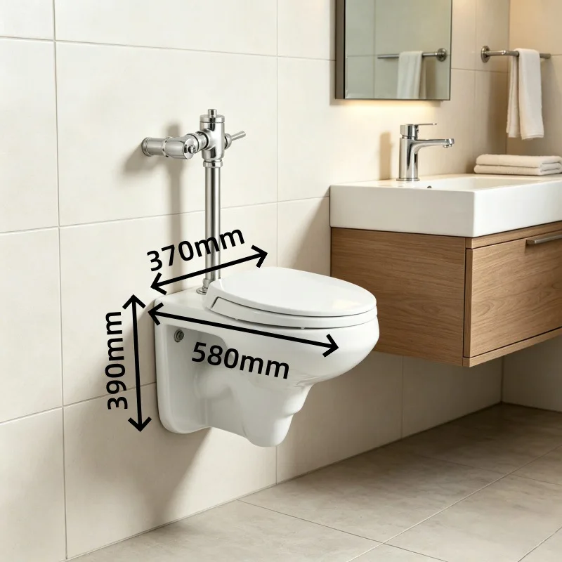 Cross-border export foreign trade marine wall-mounted toilet, water inlet flush valve, top water inlet hanging