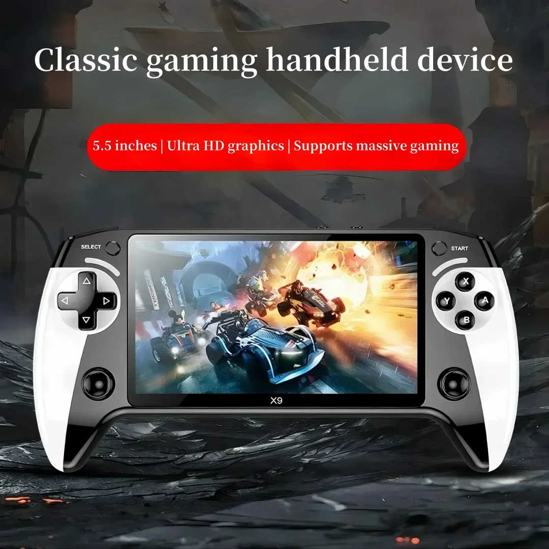 وحدة تحكم ألعاب X9 5.5 بوصة عالية الدقة IPS تدعم مخرج P1 Arcade Hd لعصا التحكم المزدوج GB GBA GBC