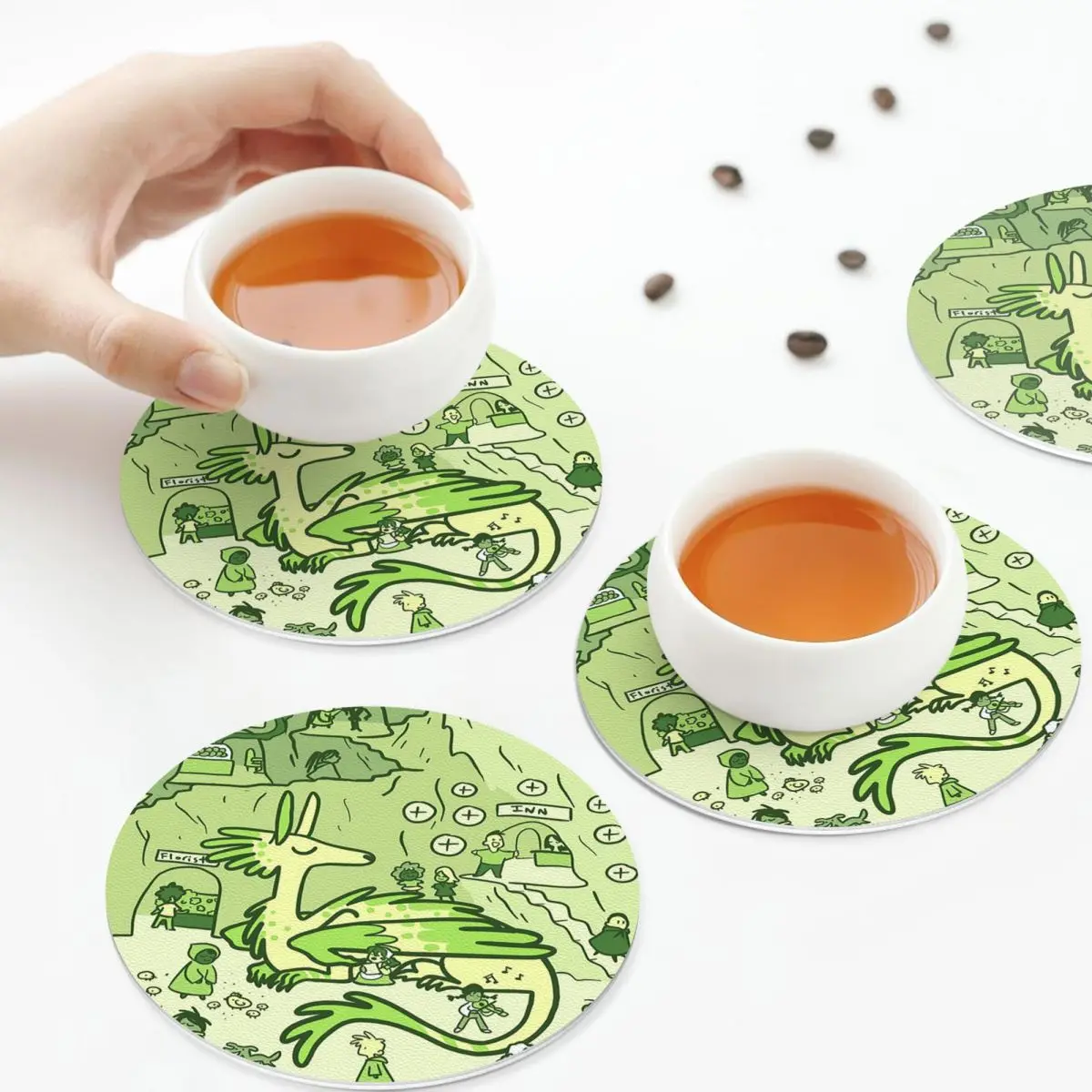 

Подставки Hoard, кожаные салфетки, нескользящие изоляционные кофейные коврики для дома, кухни, обеденные подушечки, набор из 4 шт.