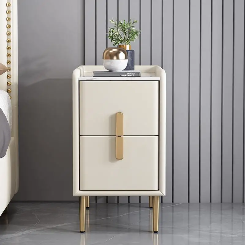 Nordic Light Luxury Modern Solid Wood Bedside Table Cabinet Free Installation Mini Bedroom Multi-layer Shelf Storage Cabinet