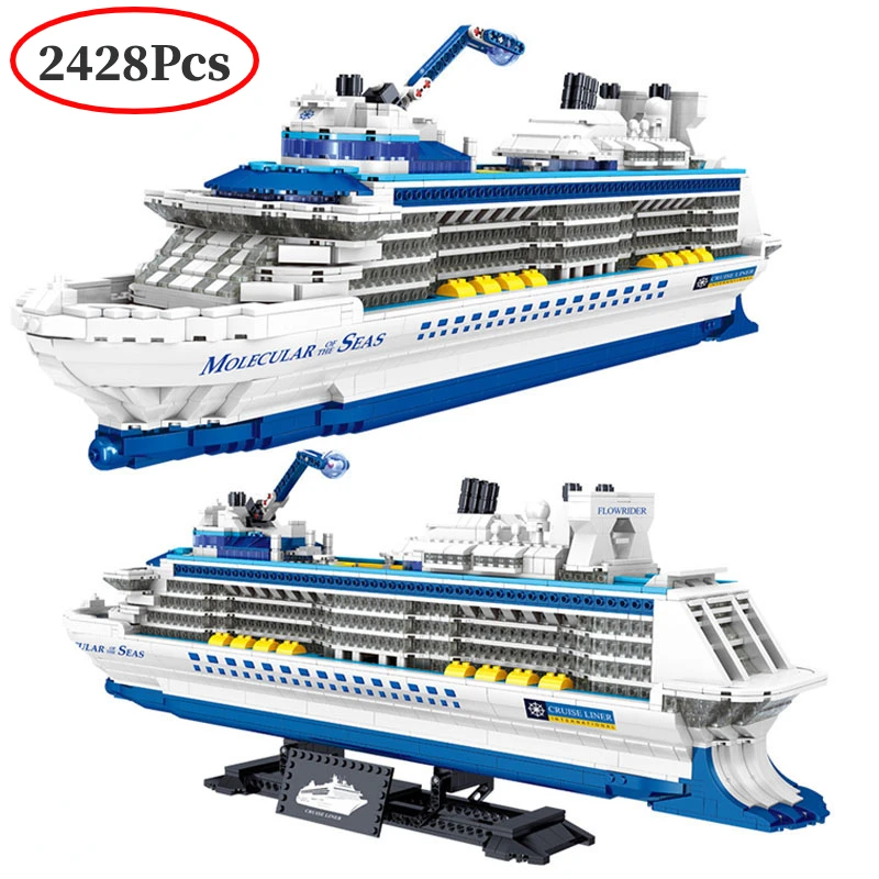 

2428Pcs Cruise Liner Ship Sailing Boat Mini Model Building Blocks DIY Mini Diamond Toy for Children No Box