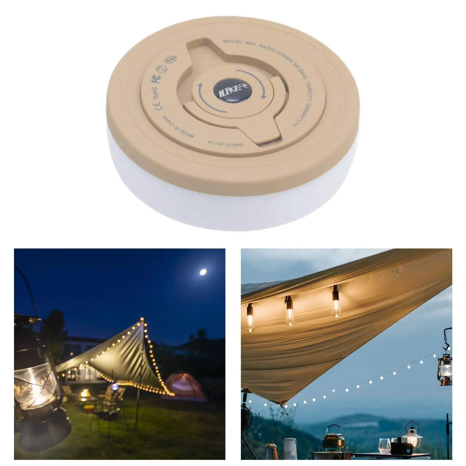 Camping Lights String Portable Rechargeable LED Lamp for Yard Canopy Curtain