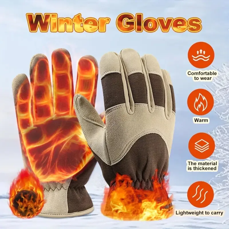 

Winter Deerskin Gloves Soft And Comfortable Padded And Thickened Ski Shoveling Snow Warm Winter Work Riding Gloves