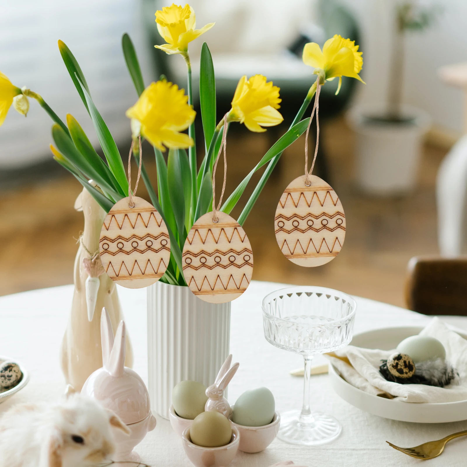 

75Pcs Unfinished Easter Wood Slices DIY Pendants Gift Tags Coasters Creative Party Decorations Unfinished Easter Wood Slices