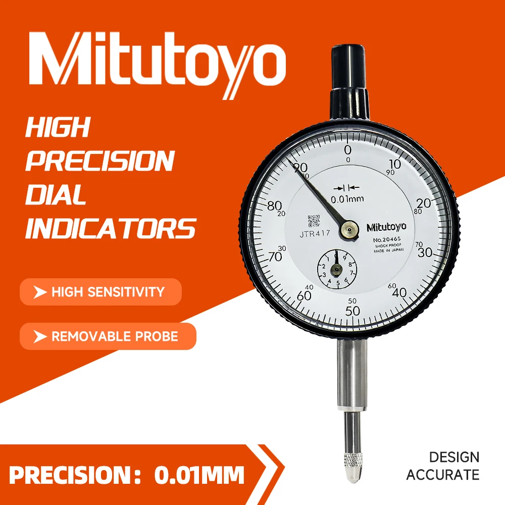 Mitutoyo Dial Indicator 2046S Standard Plunger 0.01mm Ultra-Precise Anti-Rust Reliable for Engineering Projects Measuring Tool