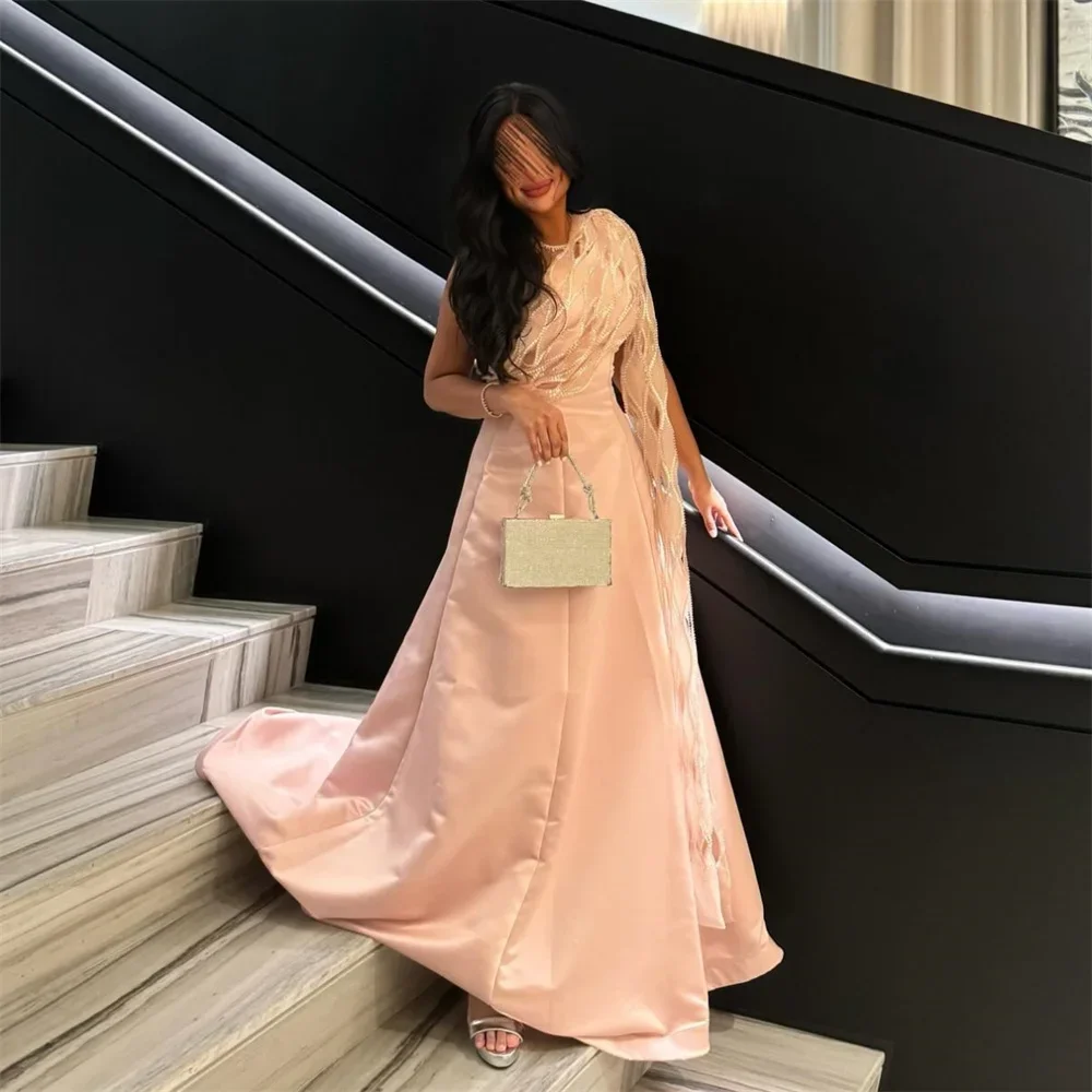 

Evening Gown Formal Prom Dress Dearin Asymmetrical A-line Floor Length Skirts Stole Bespoke Occasion Dresses Saudi Arabia