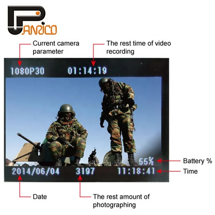 Rechargeable Video Camera Recorder Tactical Led Flashlight Torch with LCD Screen