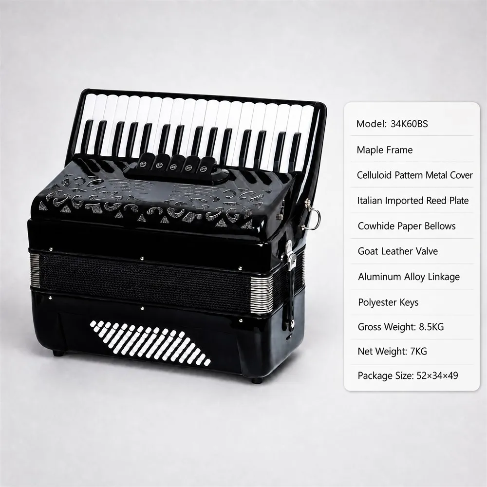 Hot Selling 22 Key 8 Bass Accordion Portable and Tuning for Beginners Excellent Tone Quality