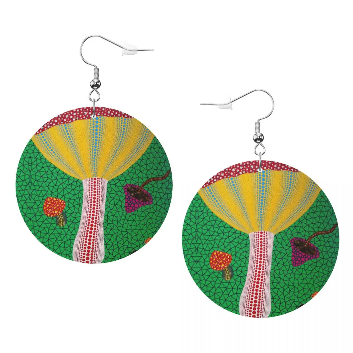 

Custom Yayoi Kusama Aesthetic Dangle Drop Earrings Leather Earrings for Women Fashion Abstract Art For Valentine's Day