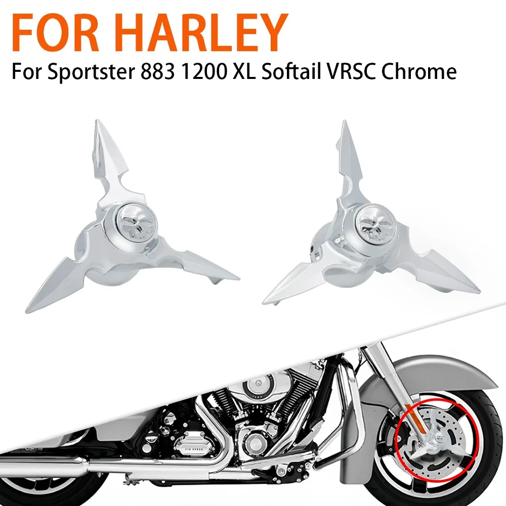 

Chrome Skull Spun Blade Spinning Axle Caps Fit For Harley Touring Road King Street Glide Dyna Sportster 883 1200 XL Softail VRSC
