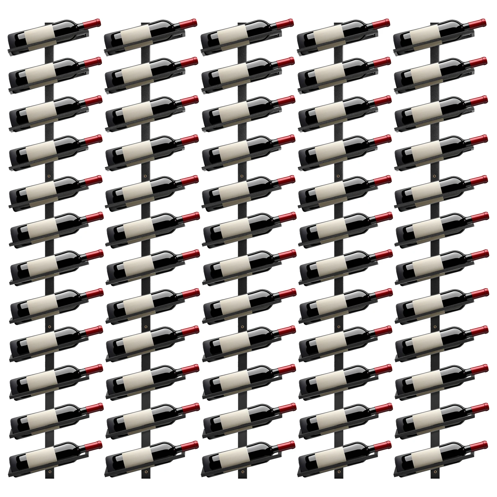 

5 Pack Wall Mounted Wine Rack for 60 Wine Bottles Wine Bottle Holder Metal Storage Rack for Kitchen Dining Room Bar Wine Cellar