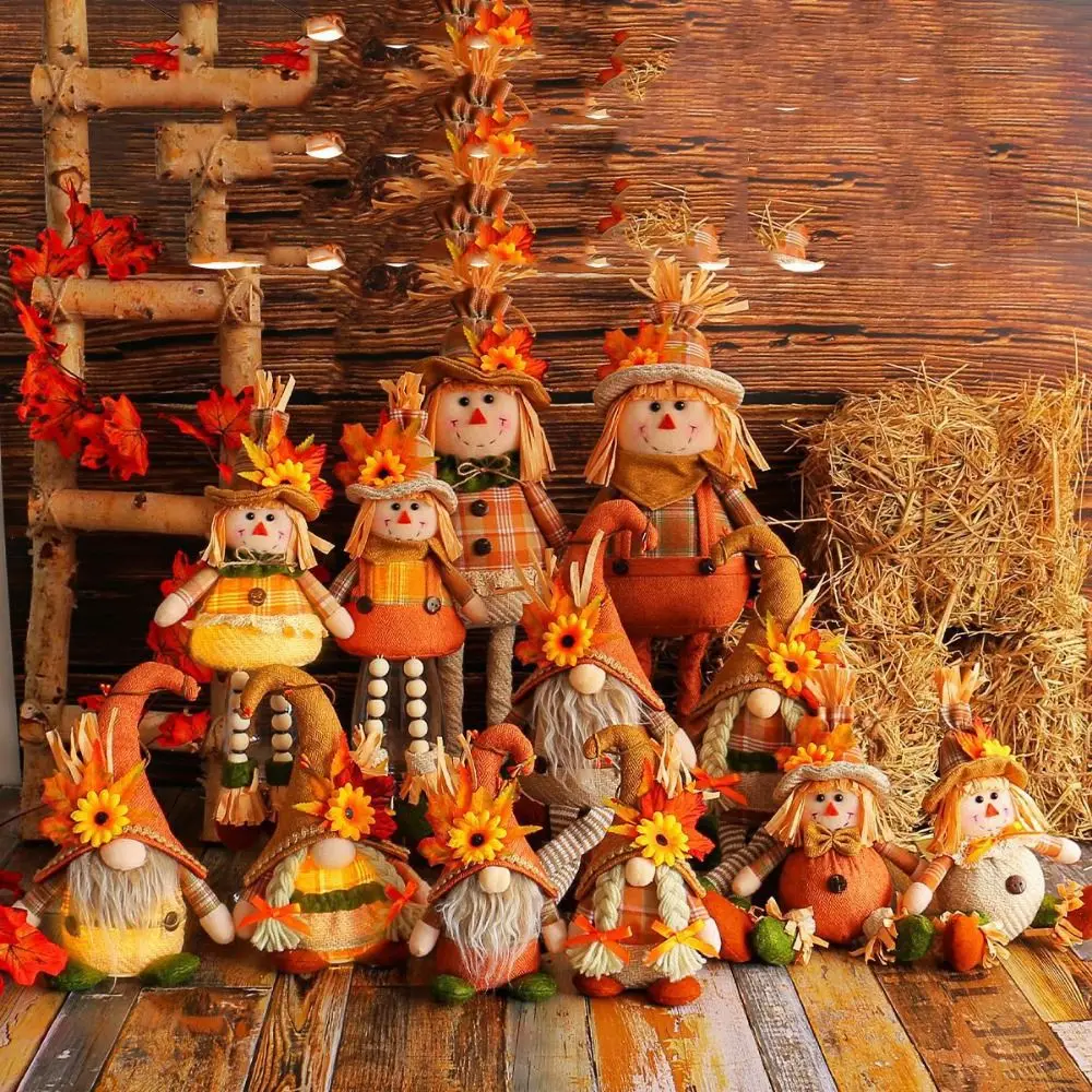 

Scarecrow Doll Thanksgiving Scarecrow Dwarf Dolls Straw Hat Long Legs Sunflower Gnome Dwarf Dolls Telescoping Cute