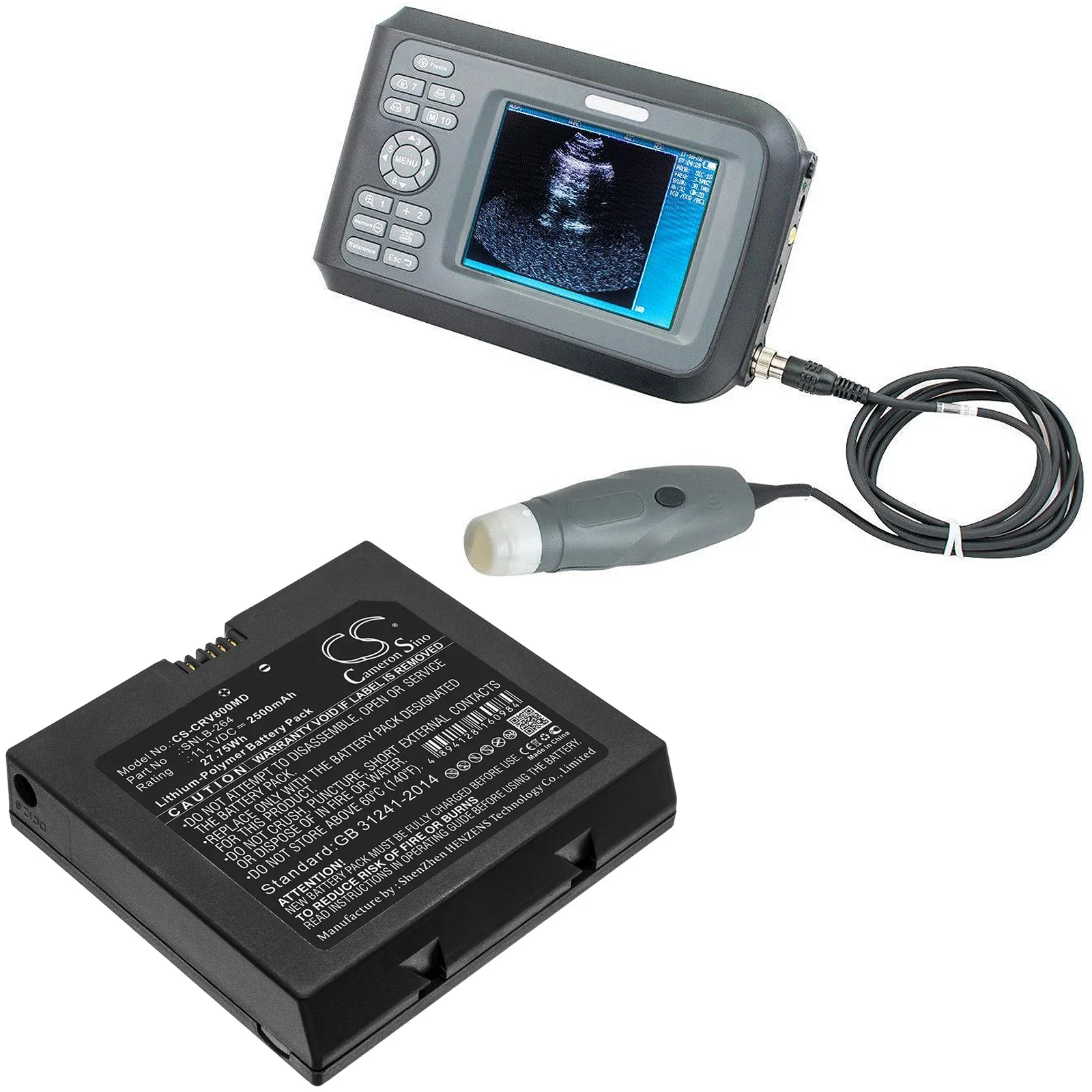 AvaCoreBattery For Carejoy V7,H8,Handheld Portable Ultrasound Scanner H8, Scanner V8, SNLB-264