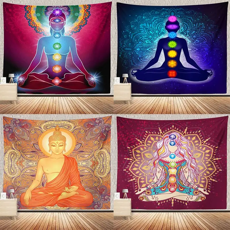 Chakra Meditation Tapestry Buddha Mandala Wall Hanging For Bedroom Living Room Spiritual Zen Background Home Decor